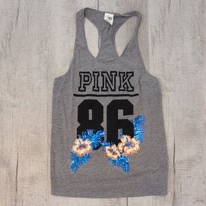 PINK Victoria's Secret Heather Gray Logo Tank Top